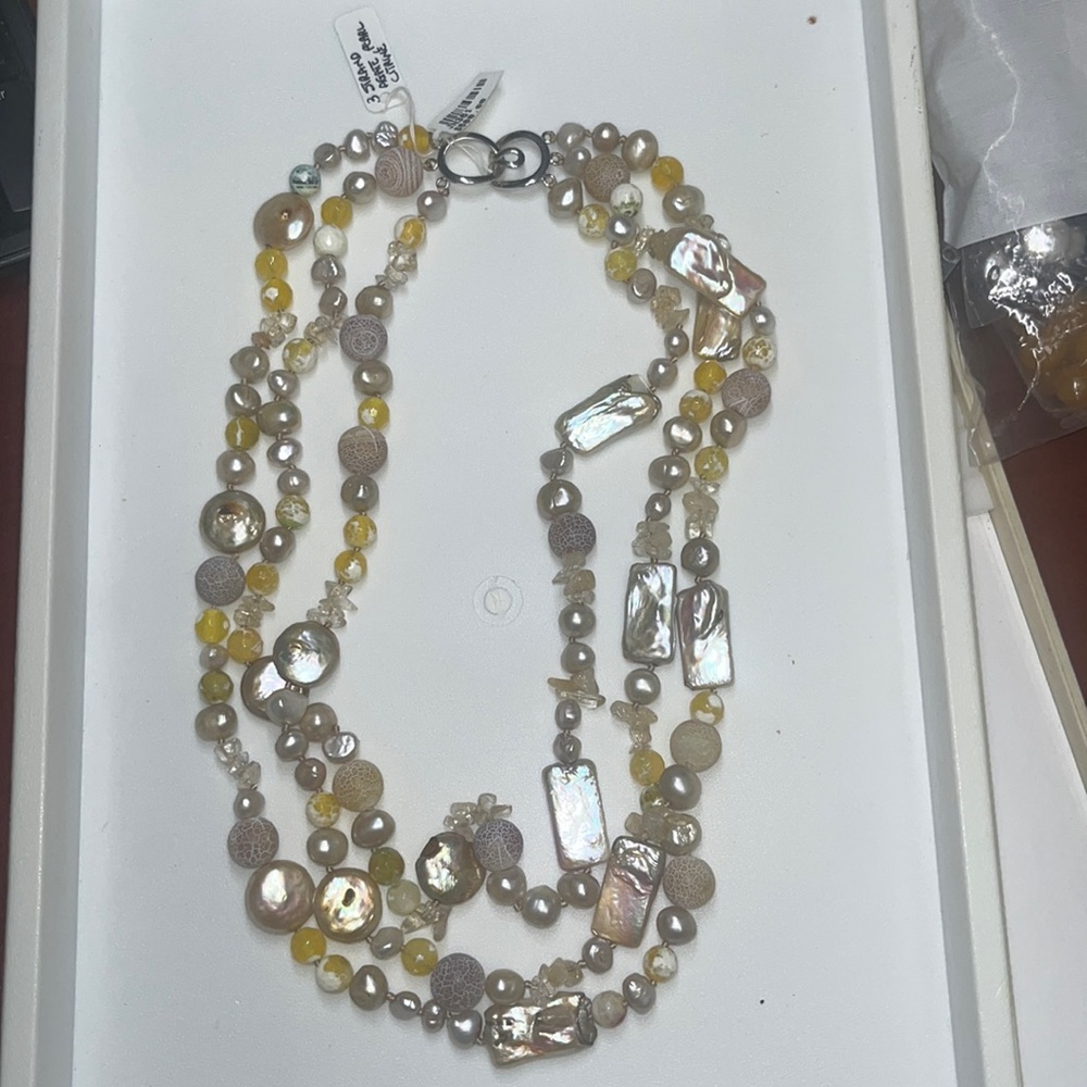 3 Strand Agate, Pearl Citraine